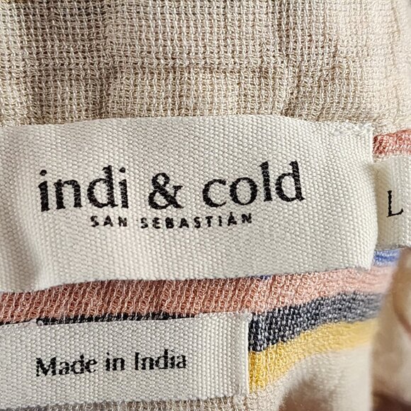 Indi & Cold Stripe Gauze Cotton Blend Boxy Fit Camp Shirt - Picture 4 of 5